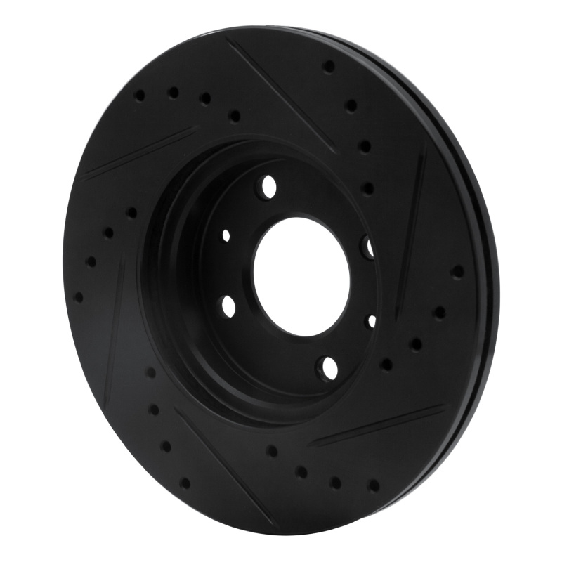 Dodge Attitude Brake Rotor (1) - Front Left - R1 Concepts - Drilled & Slotted - Black - `12-`25